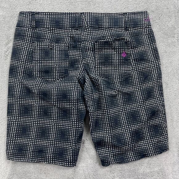 Volcom Chino Shorts Girls 7 Blue White Crescent Golf Blue Black Flat Front - Picture 4 of 12